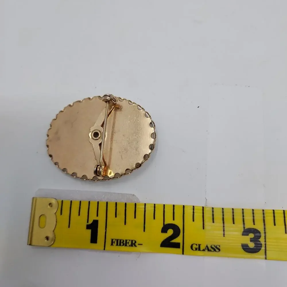 Vintage Floral Brooches Lot of 3 Painted Enamel Gold Tone Retro Victorian Style